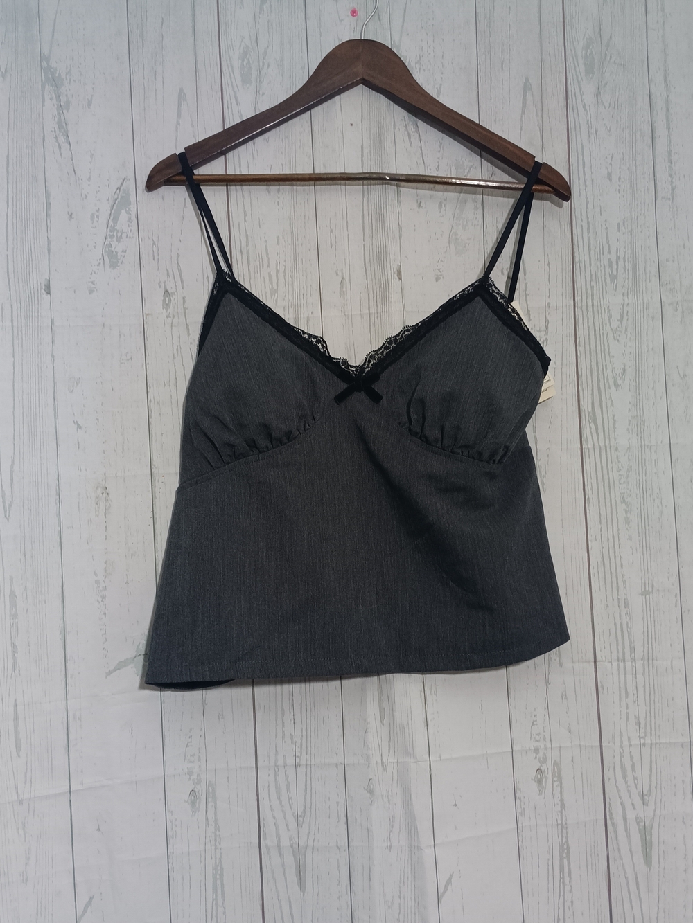 Lace-Trim Charcoal Cami Tank Top - Women NWT
